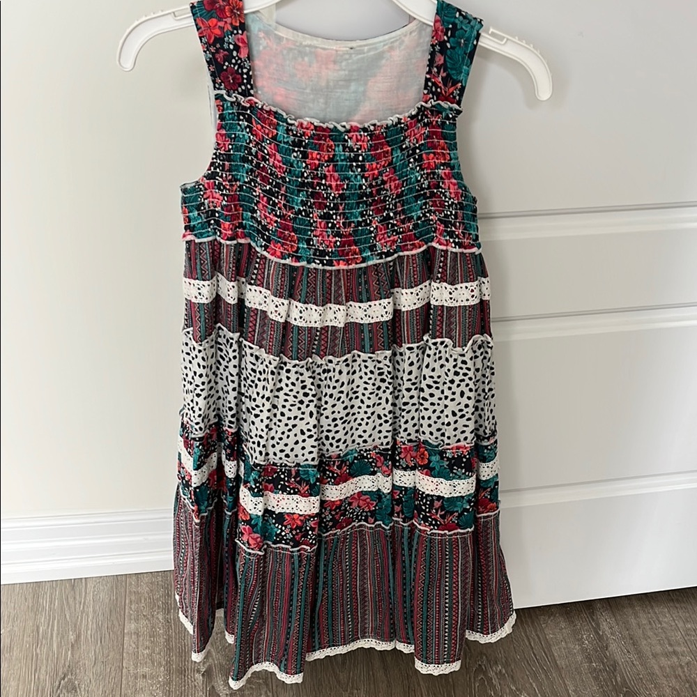 Green and Red Sleeveless Scoop Neck Sundress